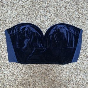 Navy velvet bustier crop
